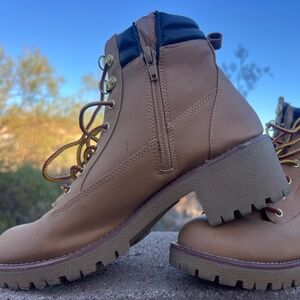 Hiking boots with a heel